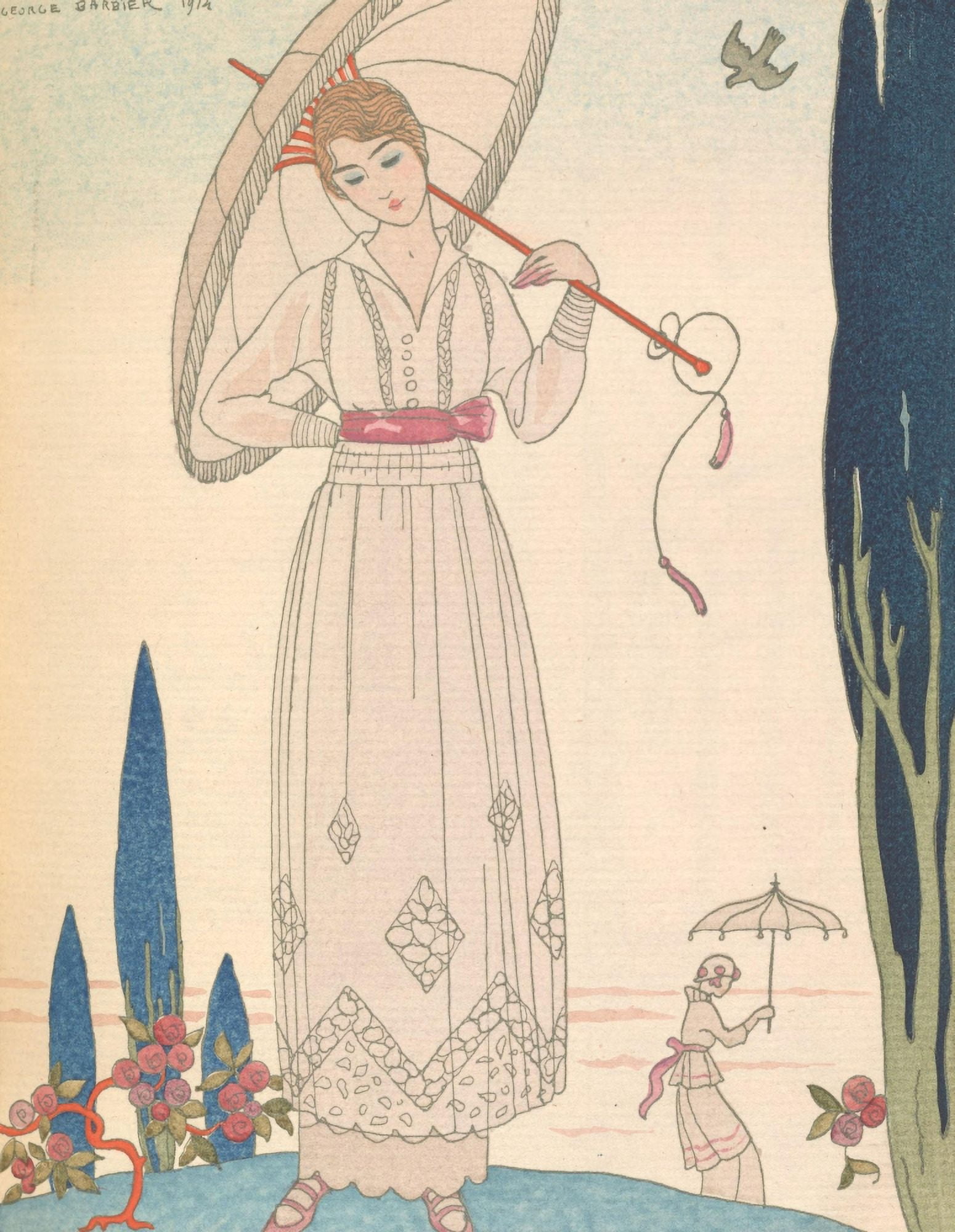 Le Cypres et la Rose Canvas Art - George Barbier (24 x 36)