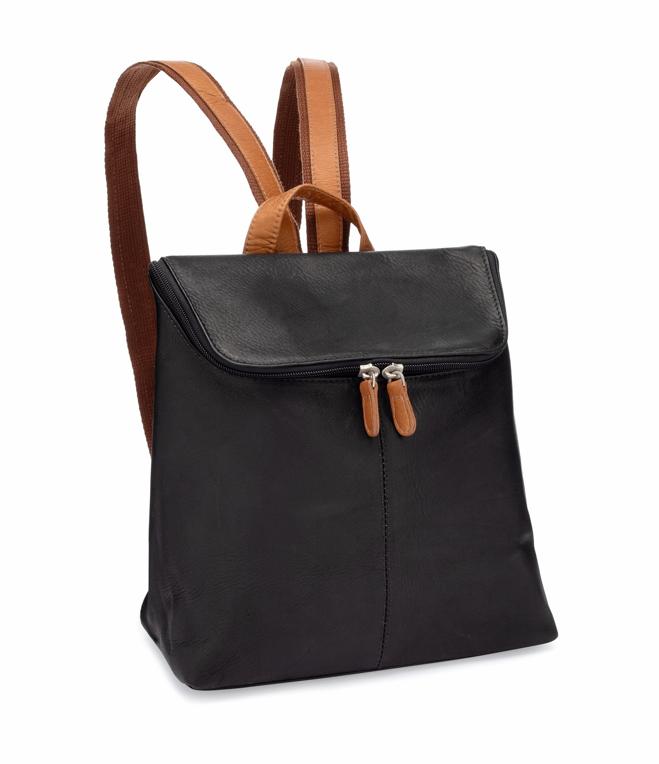 Le Donne dark chocolate Leather U-Zip Mini Backpack Le Donne Leather U-Zip Mini Backpack LD-030 - Walmart.com main image 3
