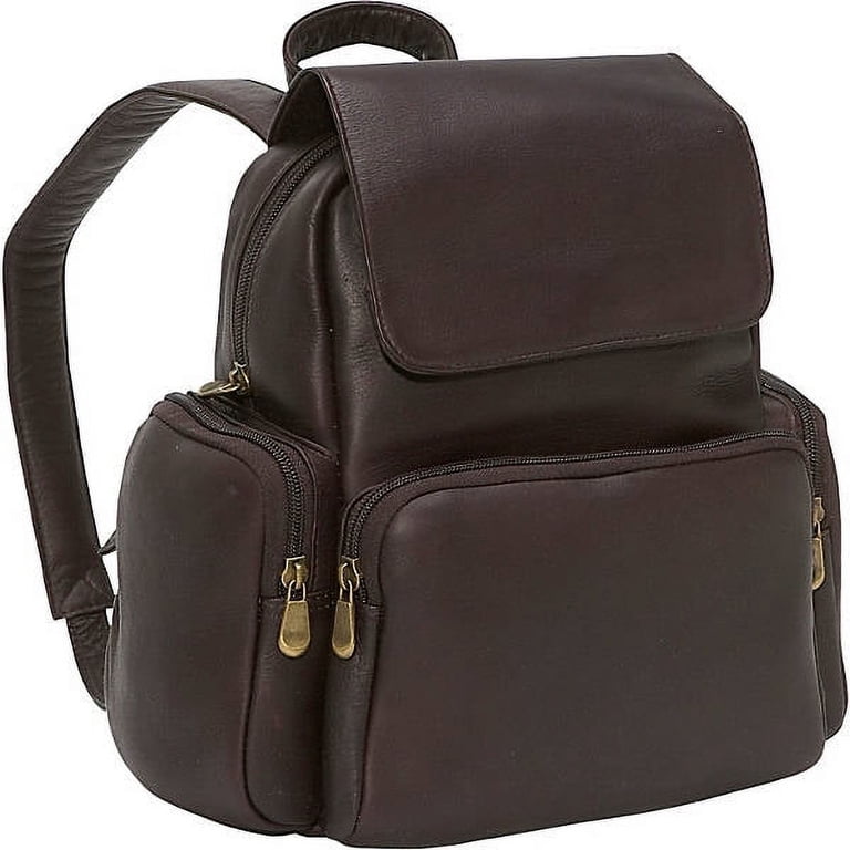 Le Donne Full Grain Columbian Vaquetta Leather Black Multi Pocket Backpack 15 Inch Leather Backpack Le Donne Leather Classic Backpack  main image 2