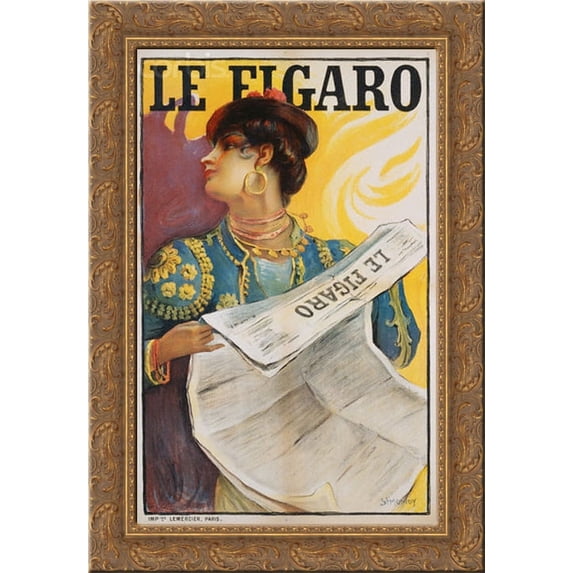 Le Figaro 24x18 Gold Ornate Wood Framed Canvas Art by Michel Simonidy