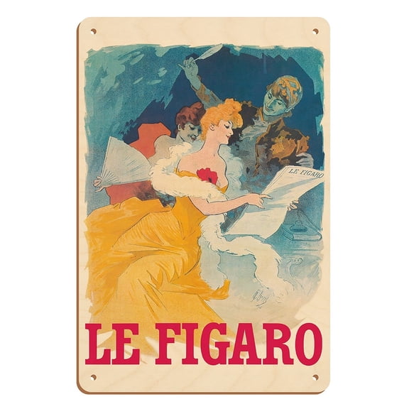 Le Figaro Newspaper - Paris France - Vintage French Advertising Poster by Jules Chéret c.1890 - 8 x 12 inch Vintage Wood Art Sign