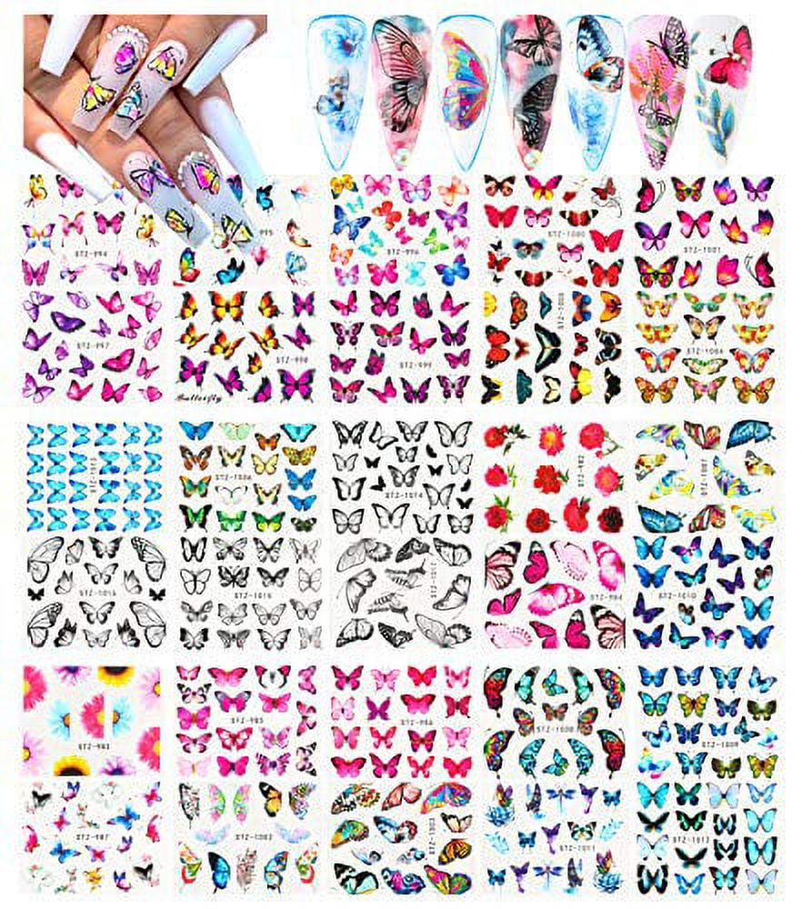 Le Fu Li 30 Sheets Butterfly Nail Art Stickers Nail Art Water Transfer