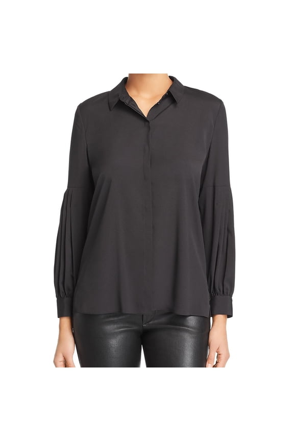 Womens Eloisa Button Down Blouse, Black, XX-Large