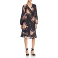 thumbnail image 1 of Le Gali Womens Floral Wrap Dress, Black, Small, 1 of 1