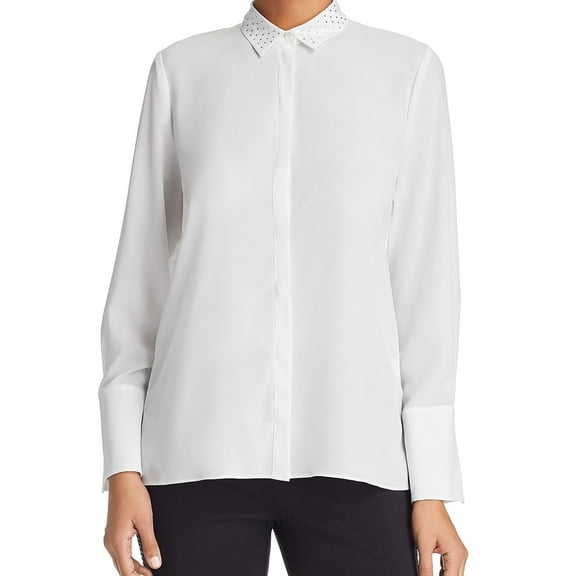 Le Gali Womens Frances Studded Long Sleeves Blouse White XS