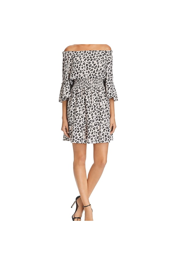 Womens Helene Flounce Dress, Beige, X-Large