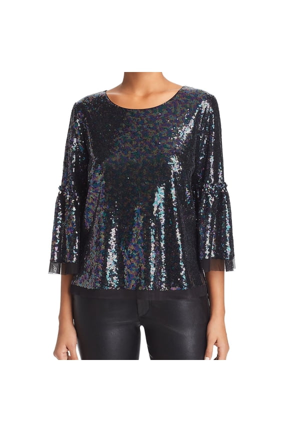 Womens Janella Sequin Pullover Blouse, Multicoloured, Large