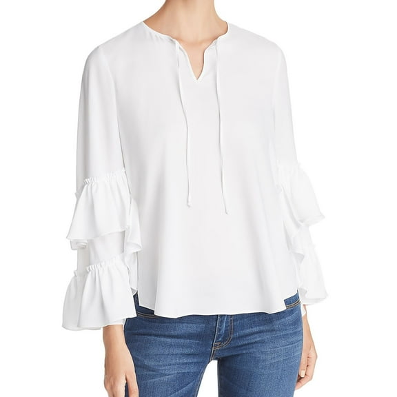Le Gali Womens Melinda Ruffled Blouse, White, Medium