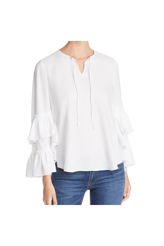 Womens Melinda Ruffled Blouse, White, Medium