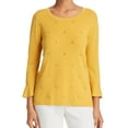 thumbnail image 1 of Le Gali Womens Rhinestone Knit Sweater, Yellow, X-Large, 1 of 1