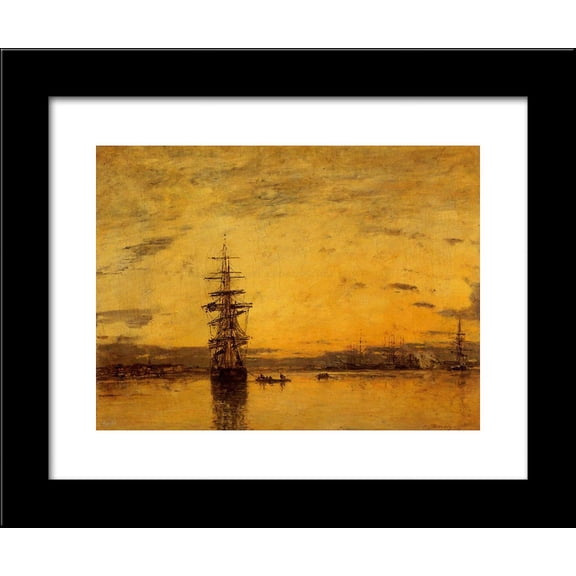 Le Havre. Basin of Eure. 20x24 Framed Art Print by Eugene Boudin