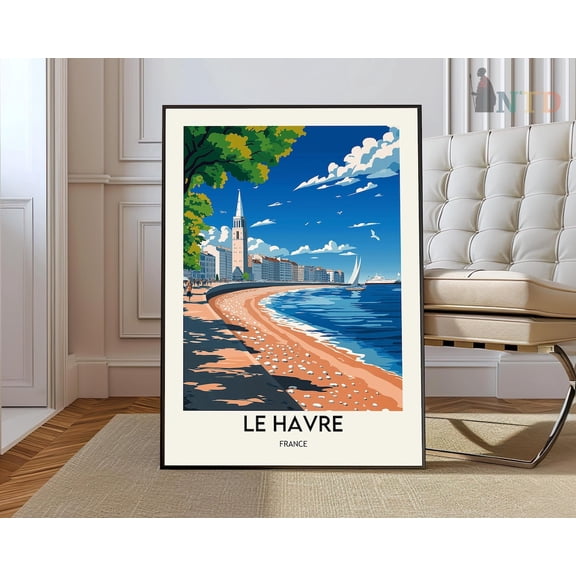 Le Havre Normandy France City Map Wall Art Travel Photo Print, Stretched Canvas 16x20in