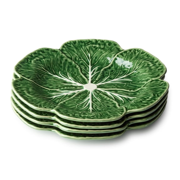 Le Jardin Green Cabbage Plates - Dinner, SET OF FOUR -11" Sculpted Green Stoneware Leaf Plates Seasonal Garden-Inspired Tableware for Spring & Summer Dining and Entertaining