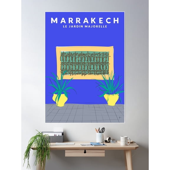Le Jardin Majorelle, Marrakech (Marrakesh), Morocco Travel Poster Poster Wall Art, Modern Wall Decor For Living Room Bedroom, 8x12 UNFRAMED