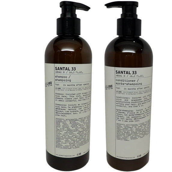 Le Labo Santal 33 Shampoo & Conditioner lot of 2 (1 of each) 16.2oz Pump Bottles.