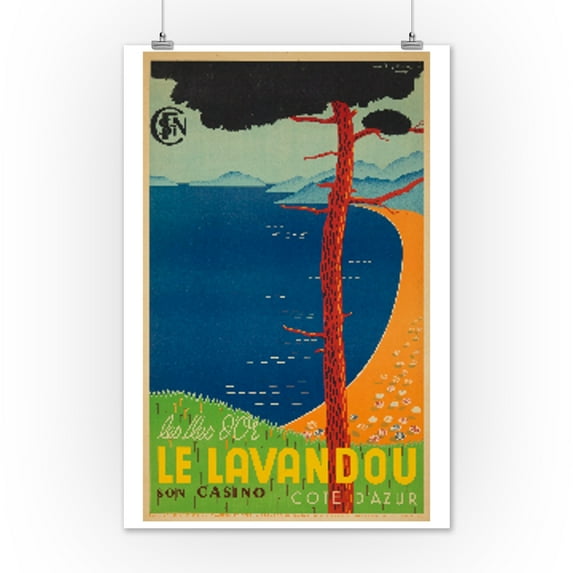 Le Lavandou - Cote d'Azur Vintage Poster (artist: Serre) France c. 1936 (12x18 Art Print, Wall Decor Travel Poster)