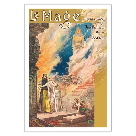 Le Mage An Opera In Five Acts by Jules Massenet - Paris France - Vintage Theater Poster by Alfredo Edel c.1891 - Fine Art Matte Paper Print (Unframed) 30x44in
