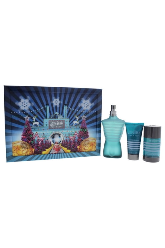 Le Male by Jean Paul Gaultier for Men - 3 Pc Gift Set 4.2oz EDT Spray, 1.6oz Soothing After Shave Balm, 2.6oz Alcohol-Free Deodorant Stick