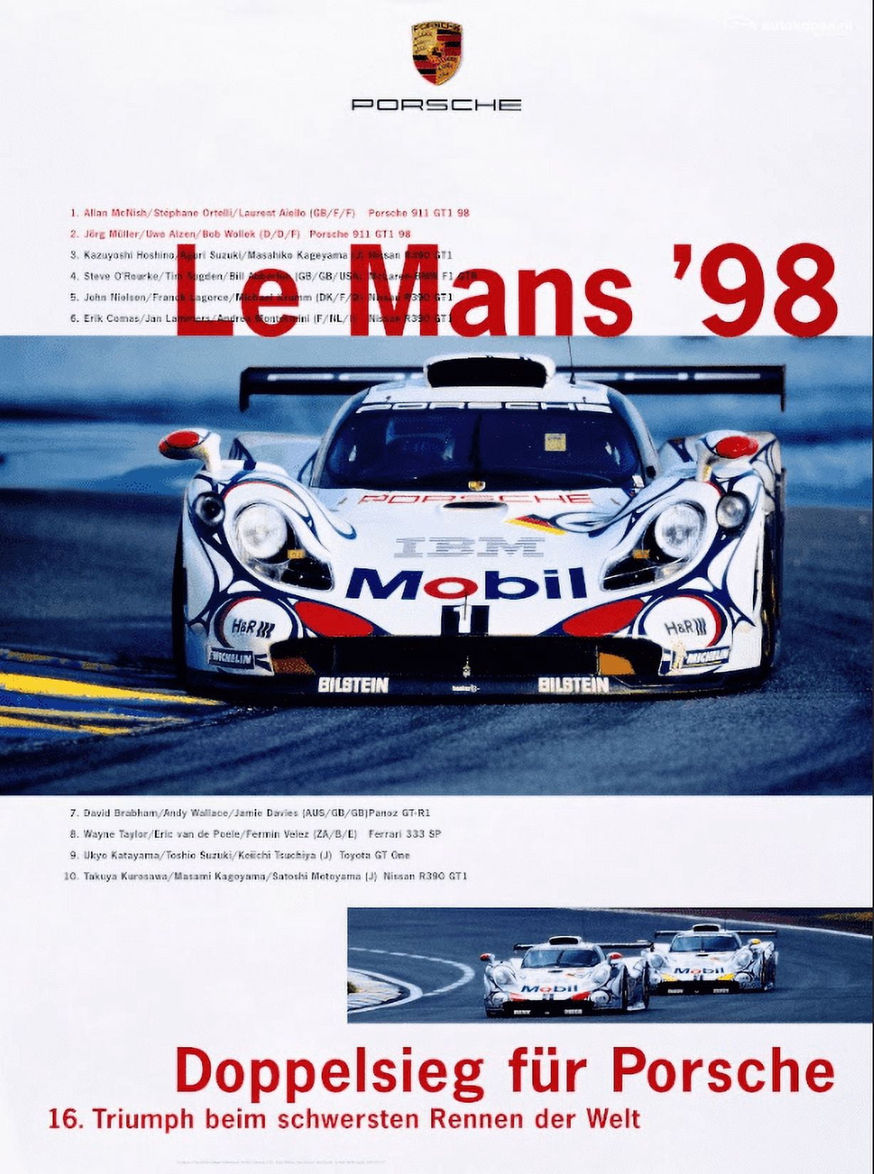 Le Mans 1998 Car Racing Poster - Iconic Endurance Race, Classic ...
