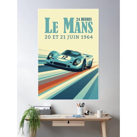 Le Mans Vintage Poster 1964 - 24 Heures Poster Wall Art, Modern Wall Decor For Living Room Bedroom, 24x36 UNFRAMED