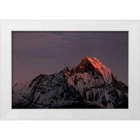 Le Manz, Richard 32x23 White Modern Wood Framed Museum Art Print Titled - Machhapuchhare. Nepal. Annapurnas.