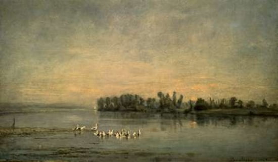 Le Marais de Canards Canvas Art - Charles Francois Daubigny (24 x 36)