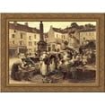 thumbnail image 1 of Le Marche de Chateau'Thierry 24x20 Gold Ornate Wood Framed Canvas Art by L'Hermitte, Leon Augustin, 1 of 2