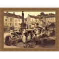thumbnail image 1 of Le Marche de Chateau'Thierry 36x28 Large Gold Ornate Wood Framed Canvas Art by Leon Augustin L'Hermitte, 1 of 2