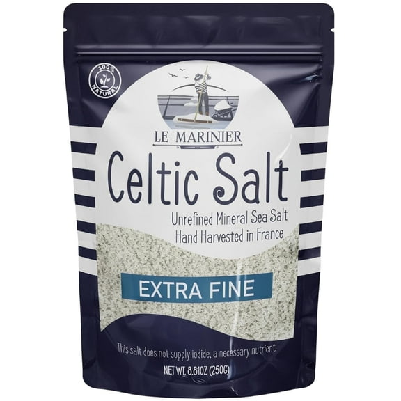 Le Marinier Celtic Salt Extra Fine, 8.81oz  0.6lb. Unrefined 100% Natural, Hand Harvested Mineral Sea Salt (0.6lb Extra Fine)