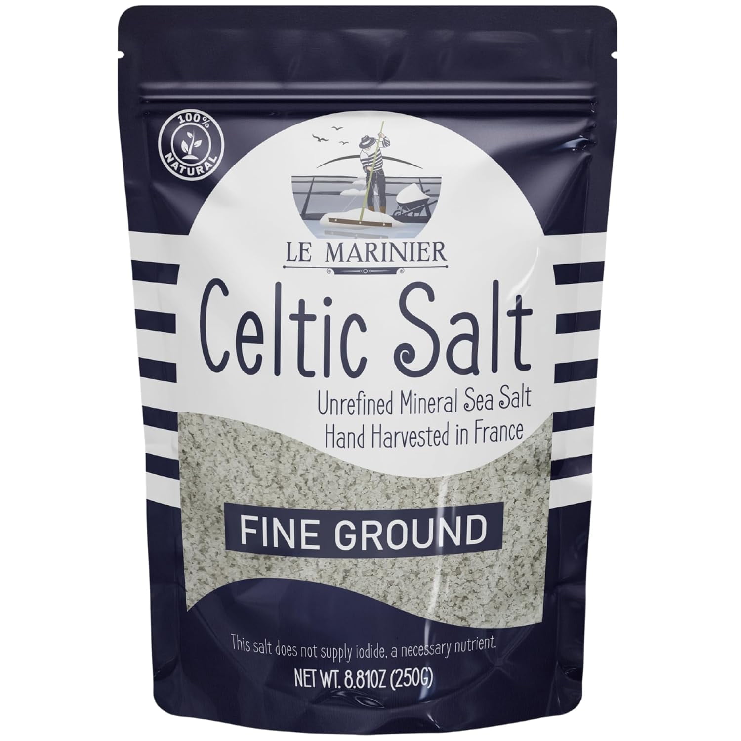 Le Marinier Celtic Salt Fine Ground, 8.81oz ? 0.6lb. Unrefined French Sea Salt 100% Natural, Hand Harvested Mineral Celtic Salt (0.6lb Fine Ground)