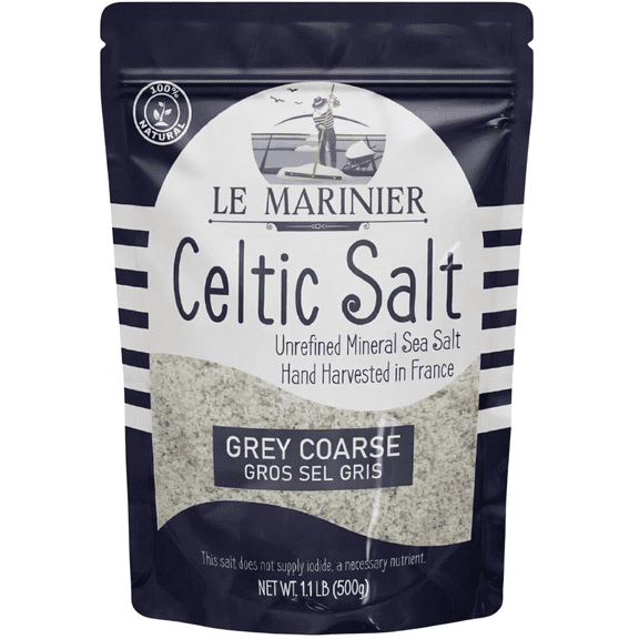 Le Marinier Celtic Salt Grey Coarse Sea Salt, 1.1lb - 18oz. Unrefined Sea Salt 100% Natural, Hand Harvested Mineral Sea Salt, Sel Gris (1.1lb Grey Coarse)