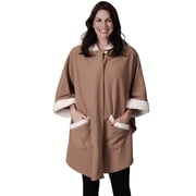 Le Moda Fleece Wrap with Sherpa Trim Hoodie Camel One Size Fits All