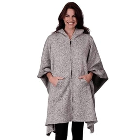 Le Moda Full Zip Hooded Poncho with Kangaroo Pockets One Size Fits All