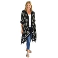 thumbnail image 1 of Le Moda Women's Black Floral Kimono Shawl Beach Shirt Cover Up with Tassles, 1 of 3