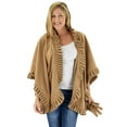 thumbnail image 1 of Le Moda Women's Frilled Solid Color Fleece Poncho Shawl with Matching Gloves, 1 of 2