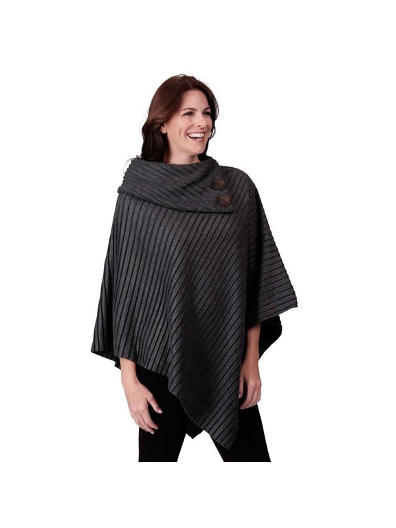 Women’s Shawl Collar Pleated Fleece Poncho One Size Fits All