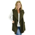 thumbnail image 1 of Le Moda Women's Sleeveless Pleated Open Front Fleece Vest Cardigan with Pockets, 1 of 2