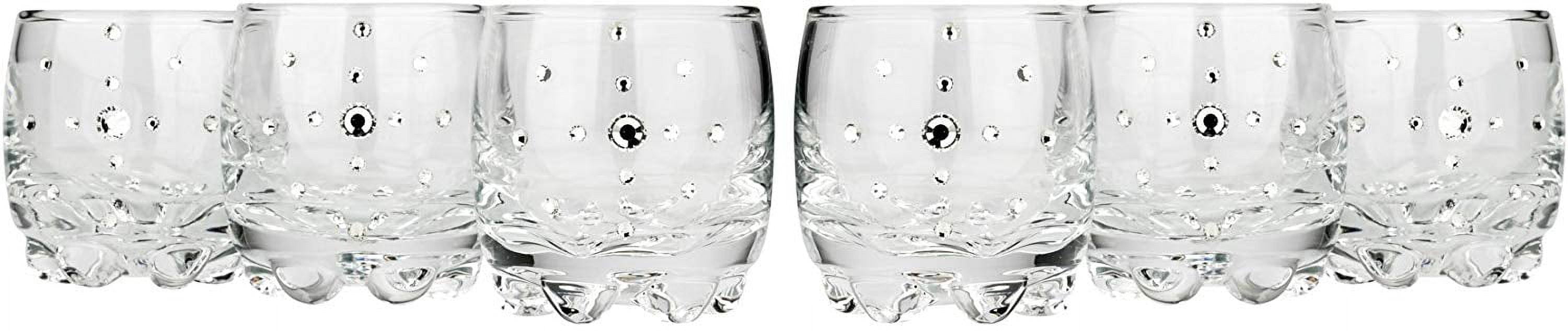Le Monde Cadeaux 440502MULTI, 2 Oz Swarovski Jeweled Vodka Shot Glasses, Classic Wedding Gift Heavy-Base Liqueur Shots Inlaid with Crystals, 6-Piece Set