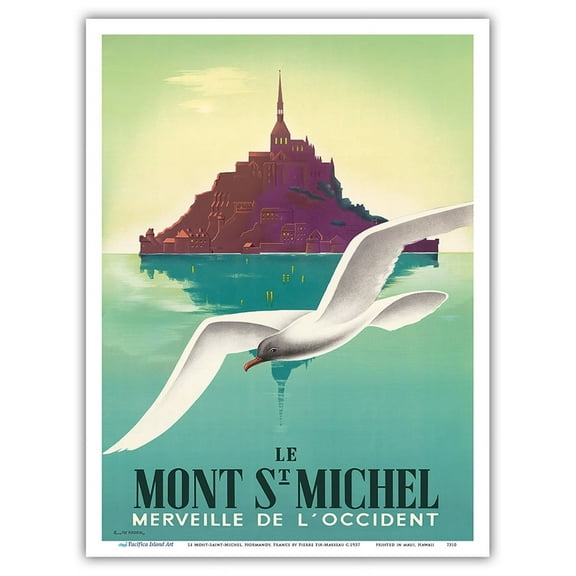 Le Mont Saint Michel Normandy France - Vintage Travel Poster by Pierre Fix-Masseau c.1937 - Master Art Print (Unframed) 9in x 12in