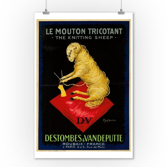 Le Mouton Tricotant - Destombes Vandeputte Vintage Poster (artist: Cappiello, Leonetto) France (9x12 Art Print, Wall Decor Travel Poster)