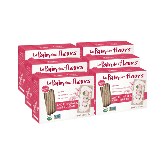 Le Pain des Fleurs Organic Crispbread, Ancient Grain | Gluten Free, Kosher, Vegan 6 Pack (5.3 oz each)