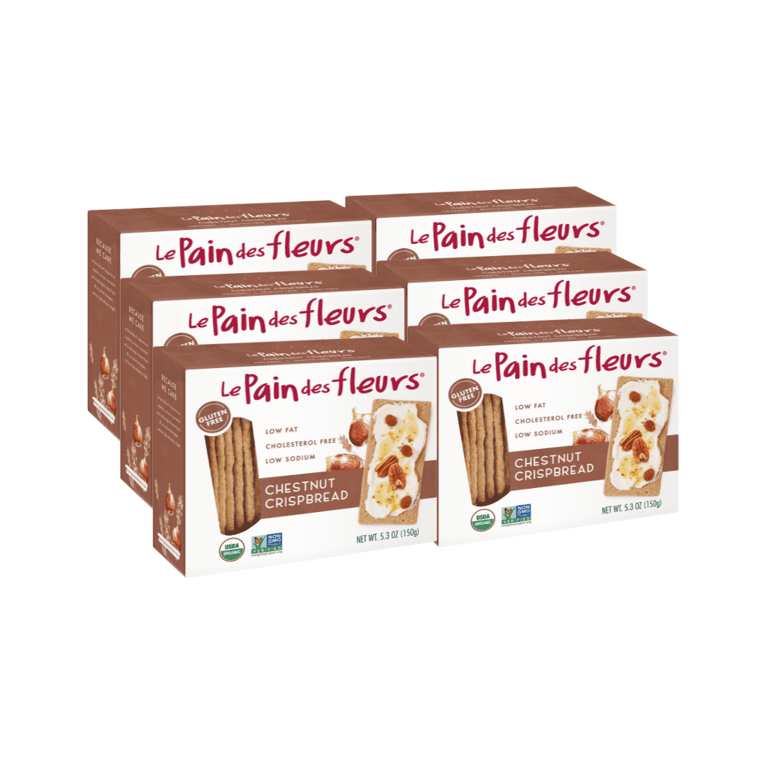 Le Pain des Fleurs Organic Crispbread, Chestnut | Gluten Free, Kosher, Vegan – 6 Pack (5.3 oz each)