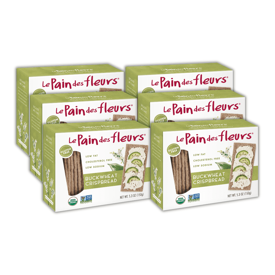 Le Pain des Fleurs Organic Crispbread, Buckwheat | Gluten Free, Kosher, Vegan – 6 Pack (5.3 oz each)