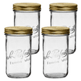 thumbnail image 1 of Le Parfait Familia Wiss Terrine - 1L Wide Mouth French Glass Mason Jar w/ 2-Piece Gold Lid, 32oz/Quart (Pack of 4) dia.100mm, 1 of 6