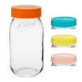 thumbnail image 1 of Le Parfait Screw Top Jar - 2L Wide Mouth French Glass Storage Jar w/Assorted Color Plastic Lid, 64oz/2 Quarts (Pack of 3), 1 of 5