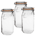 thumbnail image 1 of Le Parfait Super Jar - 3L French Glass Preserving Jar w/Round Body, Airtight Rubber Seal & Glass Lid, 96oz/3 Quarts (Pack of 3) Stainless Wire, 1 of 6