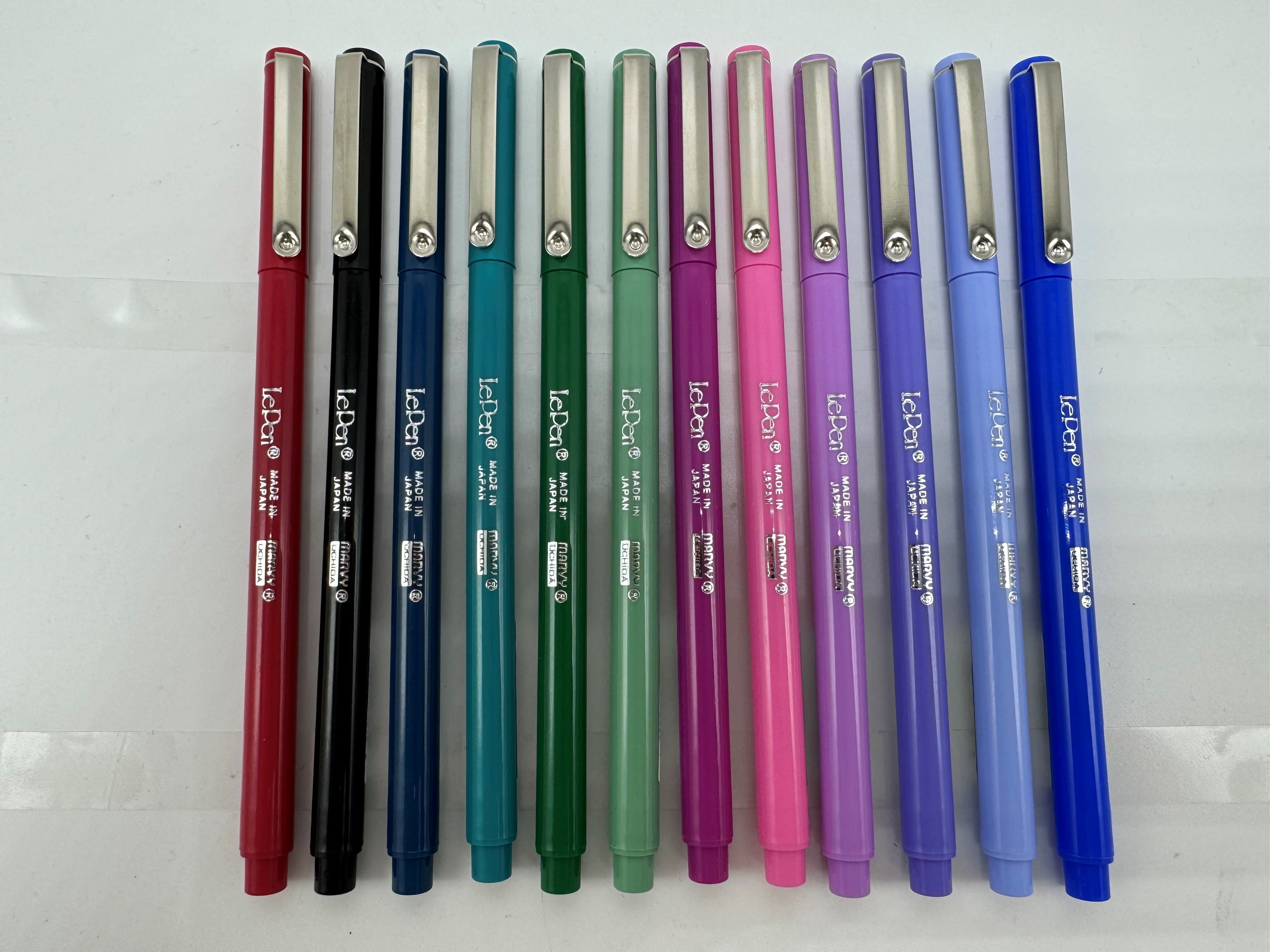 Le Pen Brand , LePen, Felt Tip Pens, Bright Colors, Medium Point, 0.3 mm, 12 Count Assorted Pens,
