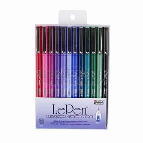 Marvy Uchida LePen Felt Tip Markers, Medium Point 0.3mm, 12 Bright Assorted Colors