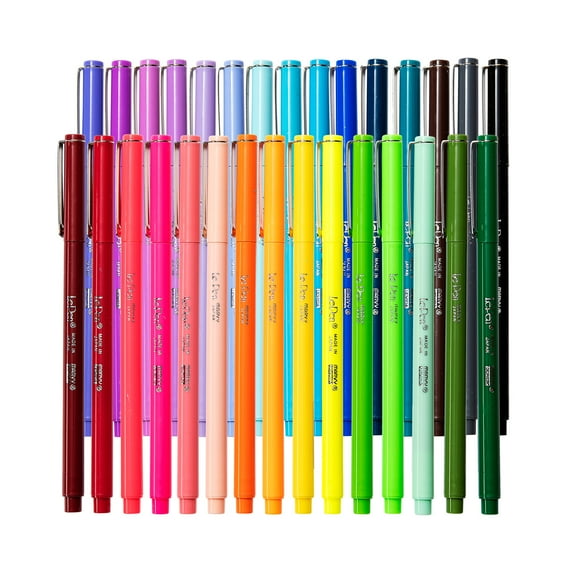 Le Pens Multicolor Set | 0.3mm Fine Point Pens | Smudge Proof Ink | All 30 Basic, Neon and Pastel Colors