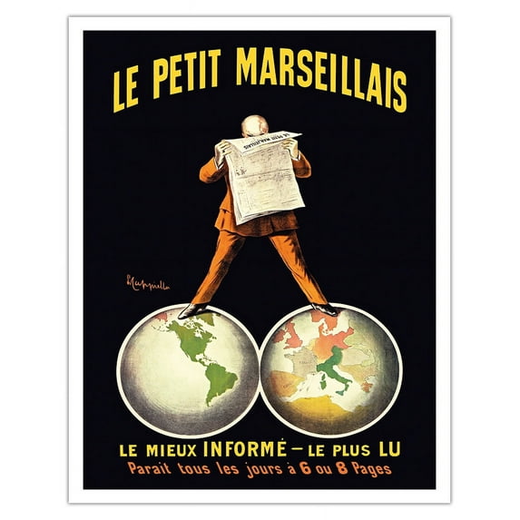 Le Petit Marseillais Daily Newspaper - Vintage French Advertising Poster by Leonetto Cappiello c.1911 - Fine Art Matte Paper Print (Unframed) 11x14in